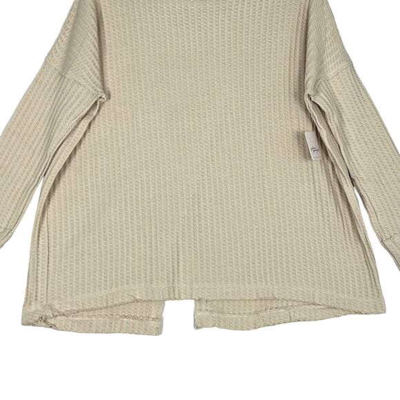 Free People Juicy Long Sleeves Top Sz S In Stone Cold Beige Split Back Oversized - Picture 4 of 8